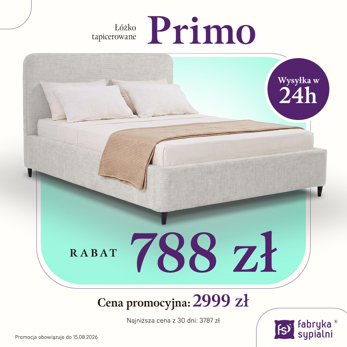 Promocyjne łóżko tapicerowane Primo 160x200 dostępne od ręki
